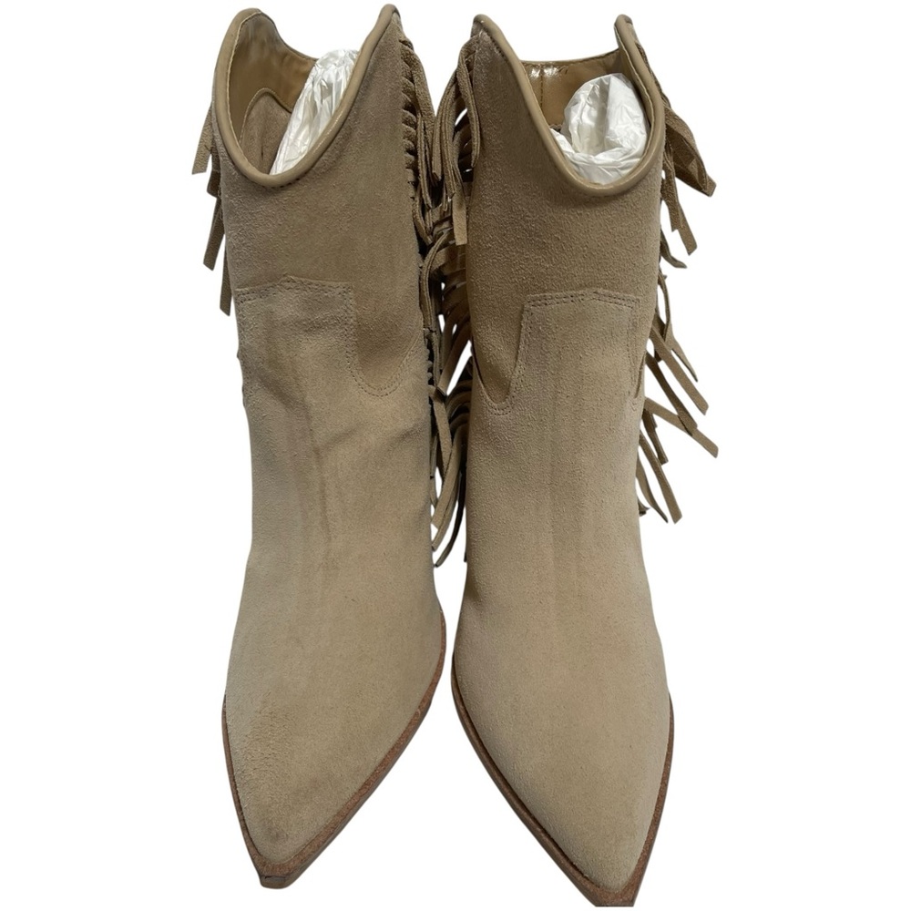 “VOLFER-F /WOLF0231-Brazil Tan Fringe Cowboy Chic/Boho Calf Leather/Suede NWOT